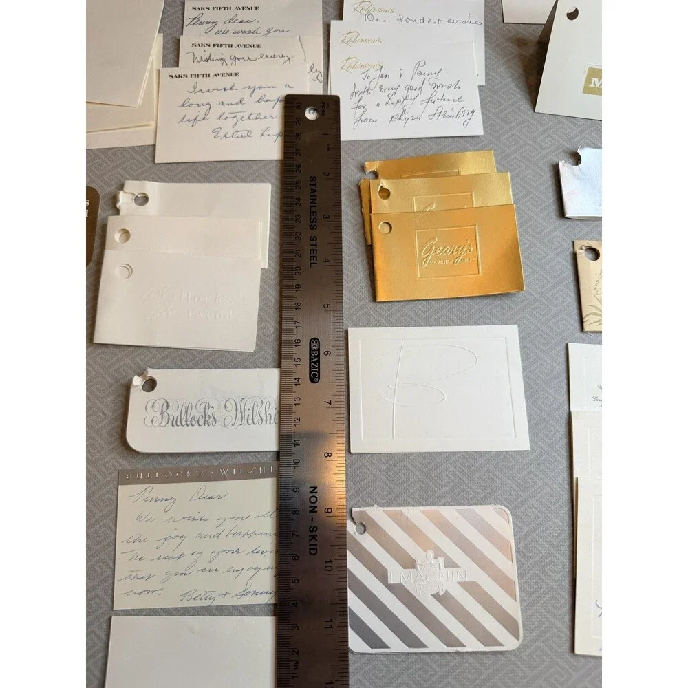 Vintage 1965 LA Dept Store Gift Enclosures Note Cards Lot Saks Bullock's MCM